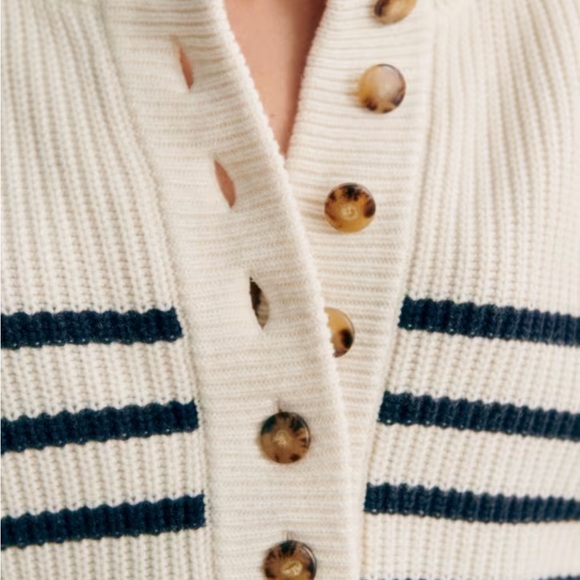 Sezane Lucas Cream Button-Up Sweater sz Small - Picture 6 of 6